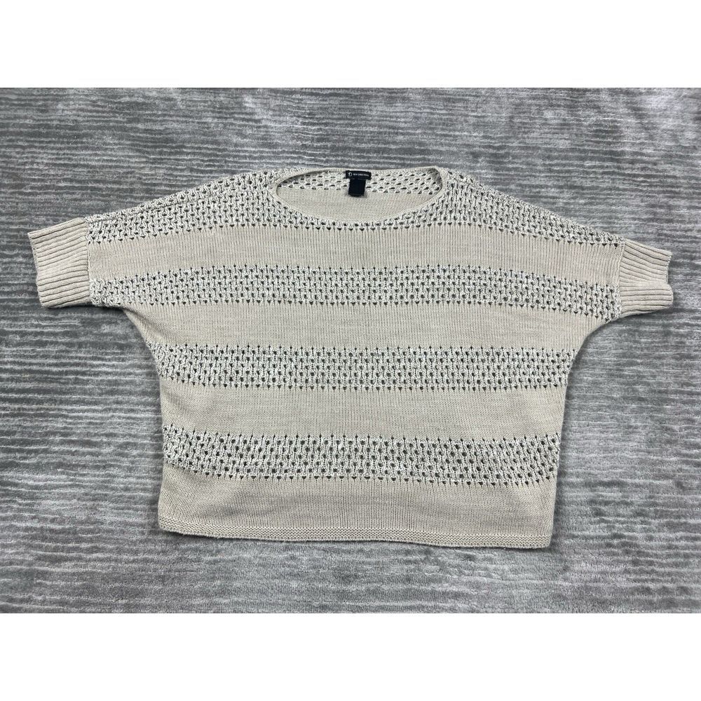 New Directions Sweater Womens Large Beige Short Dolman Sleeve Open‎ Knit Acrylic